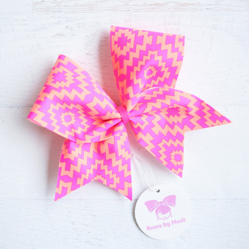 Pink & Peach Aztec Cheer Bow