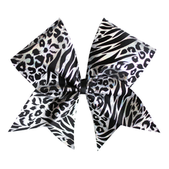 Leopard Black and Silver Cheer Bow