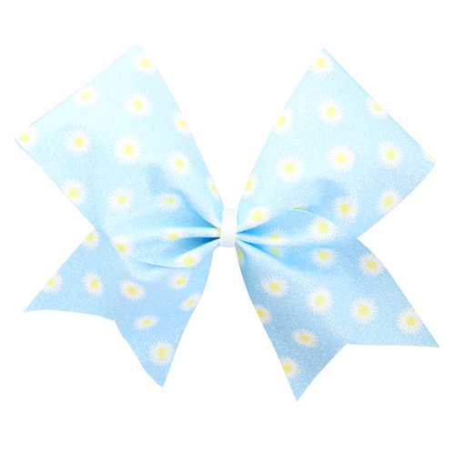 Daisies Blue Glitter Sublimated Cheer Bow