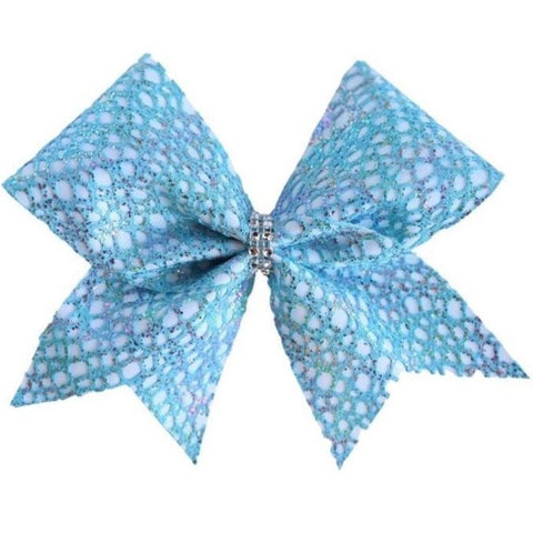 Navy Blue Floral Cheer Bow