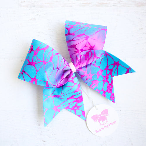 Blue & Pink Crackle Cheer Bow
