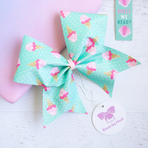 Mint Ice Creams Glitter Cheer Bow