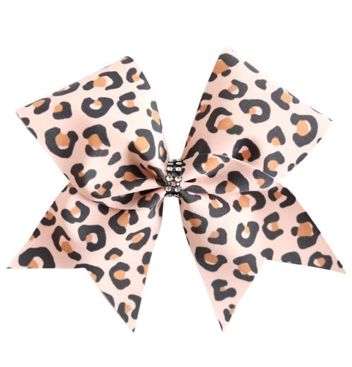 Peach Leopard Cheer Bow
