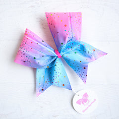 Pink & Blue Tie Dye Cheer Bow