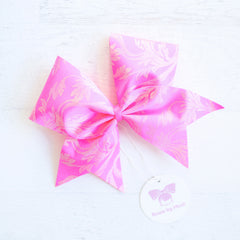 Pink Floral Cheer Bow