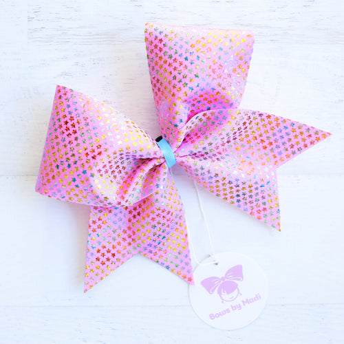 Pink Scattered Stars Cheer Bow