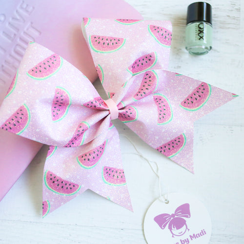 Pink Watermelons Glitter Cheer Bow