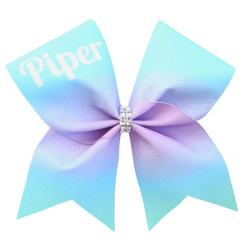 Blue Leopard Customised Glitter Cheer Bow