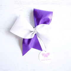 Purple and Pearl White Cheer Bow