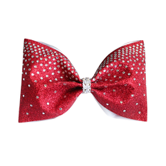 Ruby Red Glitter Rhinestone 4inch Large Tailless Bow