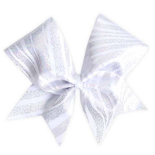 Silver and White Swirl Cheer Bow