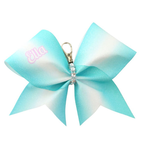 Bell Purple/Aqua Ombre Customised Glitter Cheer Bow