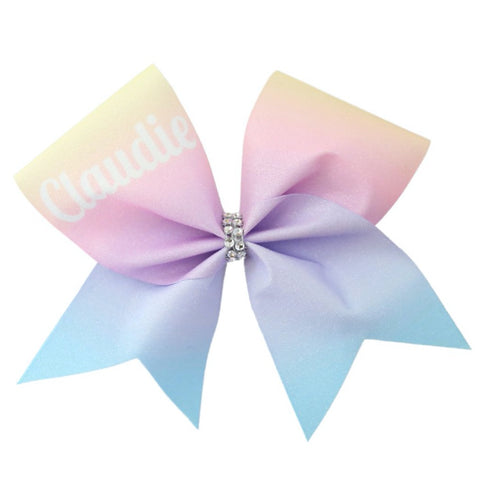 Madi Purple/Aqua Ombre Customised Glitter Cheer Bow