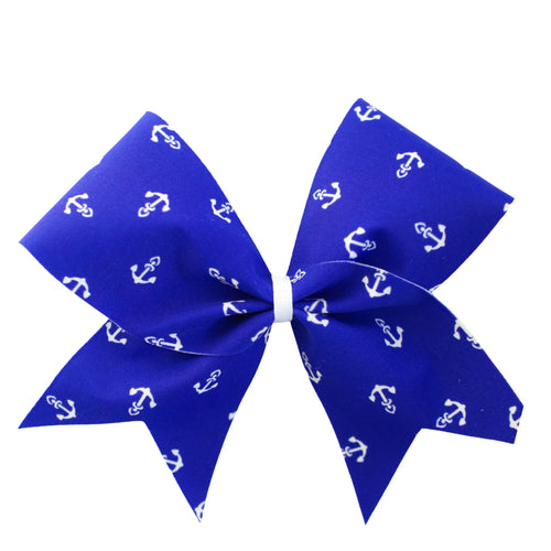 Blue Anchors Cheer Bow