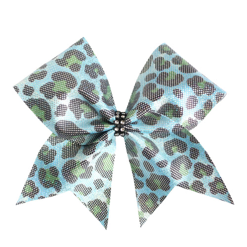 Blue Leopard Cheer Bow