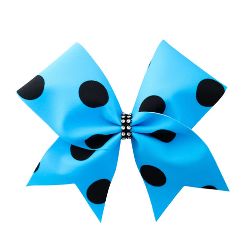 Blue Spotted Cheer Bow