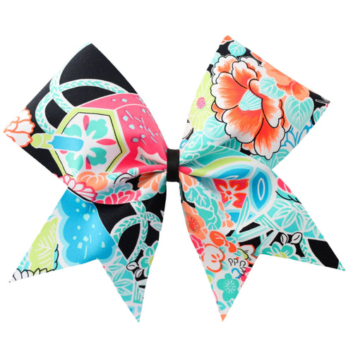 Black Floral Cheer Bow