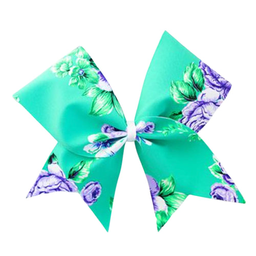 Lime Floral Cheer Bow