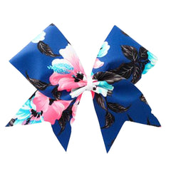Navy Blue Floral Cheer Bow