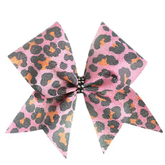 Pinky Leopard Cheer Bow