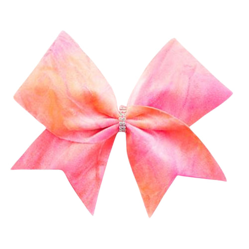 Tangerine Pink Velvet Cheer Bow
