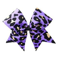 Purple Leopard Cheer Bow