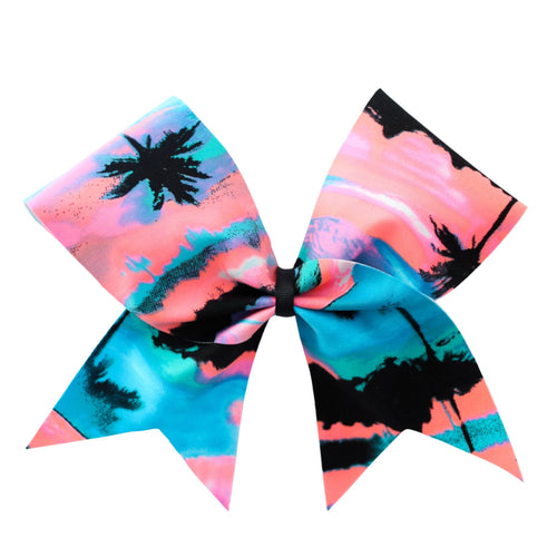 Coral Tropical Cheer Bow