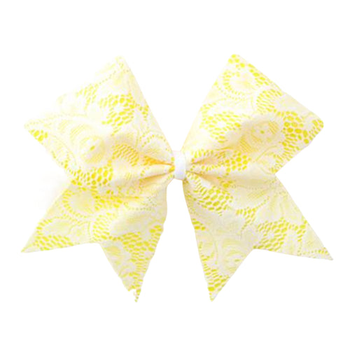 Yellow White Lace Cheer Bow